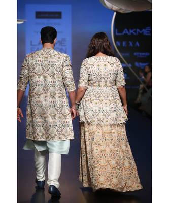 Tahir Ice Blue Silk Kurta with Off White Silk Pant and Stone Organza Jacket 2