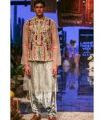 Umair Stone Organza Bandi and Kurta with Periwinkle Blue Low Crotch Pant