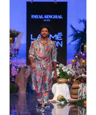 Farhan Stone printed Dupion Silk Kurta and Churidar with Georgette Dupatta 4