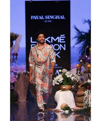 Farhan Stone printed Dupion Silk Kurta and Churidar with Georgette Dupatta 5