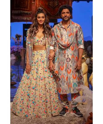 Farhan Stone printed Dupion Silk Kurta and Churidar with Georgette Dupatta 1