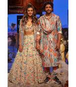 Farhan Stone printed Dupion Silk Kurta and Churidar with Georgette Dupatta