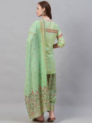 Green floral print rayon salwar 2