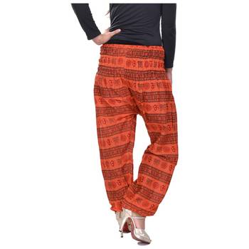 Orange Jaipuri Printed Cotton Free Size Pyjama 2