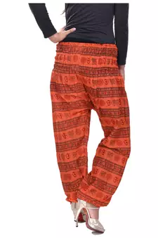 Orange Jaipuri Printed Cotton Free Size Pyjama