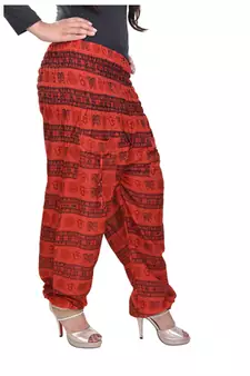 Red Jaipuri Printed Cotton Free Size Pyjama