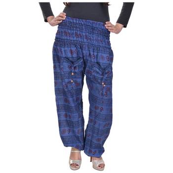 Blue Jaipuri Printed Cotton Free Size Pyjama 1