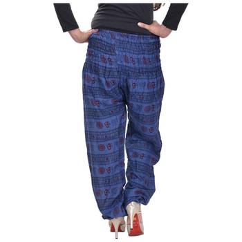 Blue Jaipuri Printed Cotton Free Size Pyjama 2
