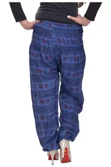 Blue Jaipuri Printed Cotton Free Size Pyjama