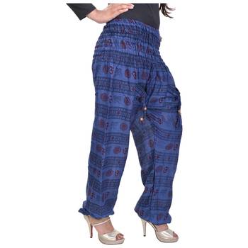 Blue Jaipuri Printed Cotton Free Size Pyjama 3