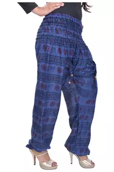 Blue Jaipuri Printed Cotton Free Size Pyjama