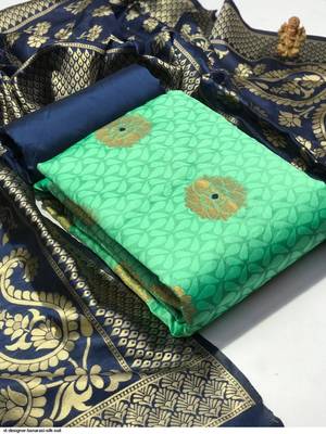 Sea-green jacquard banarasi salwar 1