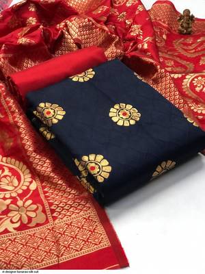 Navy-blue jacquard banarasi salwar 1