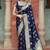 Blue woven banarasi silk saree with blouse