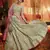Green Heavy foil mirror, thread, zari Embroidered pure organza Semi Stitched bridal lehenga