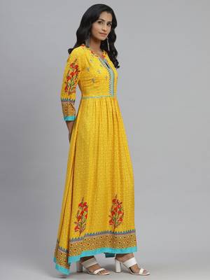 Pinksky Yellow woven viscose ethnic-kurtis 3