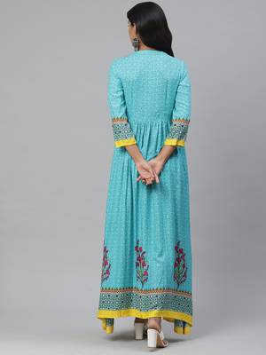 Pinksky Blue woven viscose ethnic-kurtis 2