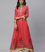 Pinksky Pink woven viscose ethnic-kurtis