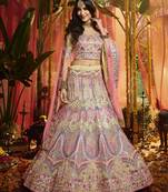 Light chiku Heavy zarkan, foil mirror, thread Embroidered pure organza Semi Stitched Bridal Lehenga