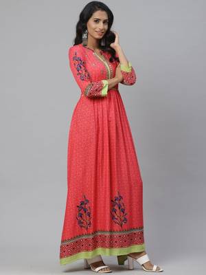 Pinksky Pink woven viscose ethnic-kurtis 4