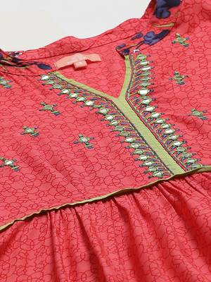Pinksky Pink woven viscose ethnic-kurtis 5