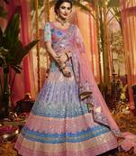 Grey Heavy zarkan, foil mirror, thread Embroidered pure organza Semi Stitched Bridal Lehenga