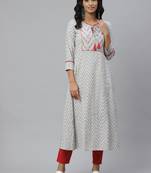 Pinksky White woven cotton ethnic-kurtis