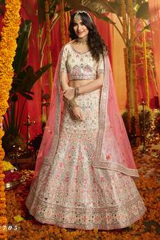 Light chiku Heavy zarkan, foil mirror, dori, thread Embroidered pure organza Semi Stitched bridal lehenga