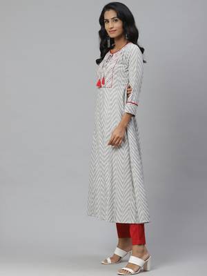Pinksky White woven cotton ethnic-kurtis 3