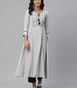 Pinksky White woven cotton ethnic-kurtis
