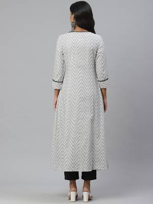 Pinksky White woven cotton ethnic-kurtis 2