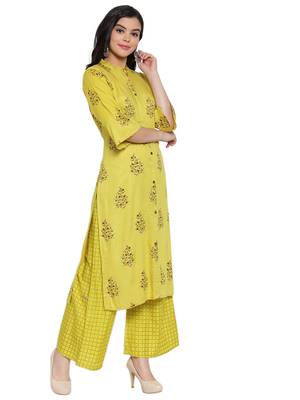 Lime printed rayon kurtas-and-kurtis 3