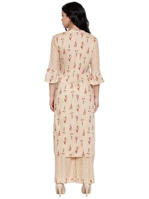 Beige printed rayon kurtas-and-kurtis 2