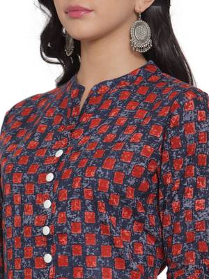 Navy-blue printed rayon kurtas-and-kurtis 4