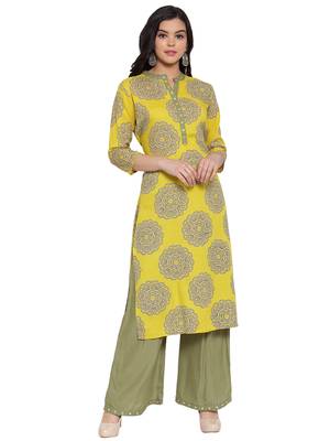 Lime printed rayon kurtas-and-kurtis 1