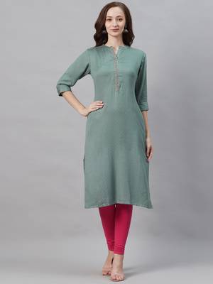 Blue printed liva ethnic-kurtis 1