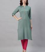 Blue printed liva ethnic-kurtis