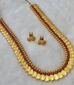kasu mala long necklace set lakshmi ji coins