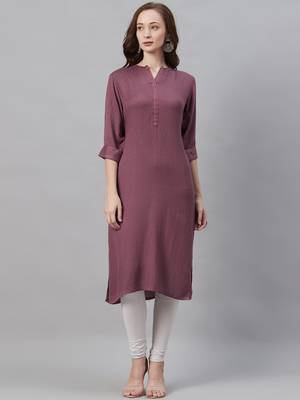 Mauve printed liva ethnic-kurtis 1