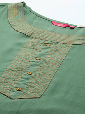 Olive plain liva ethnic-kurtis 5