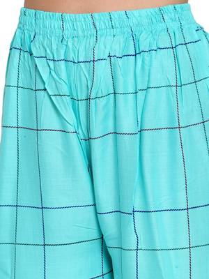Turquoise printed rayon kurtas-and-kurtis 5