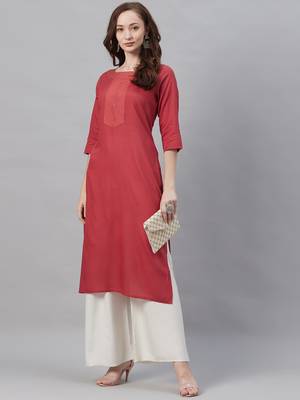 Red plain liva ethnic-kurtis 4