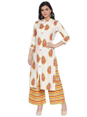 Cream printed rayon kurtas-and-kurtis 1