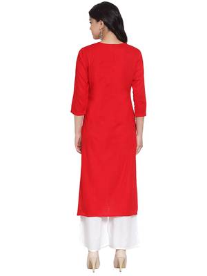 Red embroidered rayon kurtas-and-kurtis 2