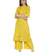Lime printed rayon kurtas-and-kurtis