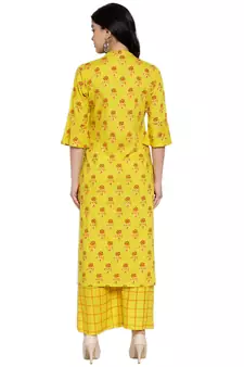 Lime printed rayon kurtas-and-kurtis