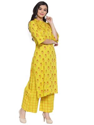 Lime printed rayon kurtas-and-kurtis 3