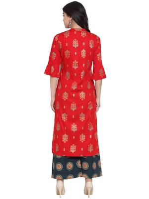 Red printed rayon kurtas-and-kurtis 2