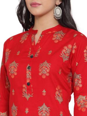 Red printed rayon kurtas-and-kurtis 4