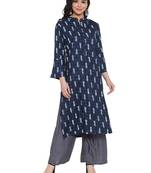 Indigo printed rayon kurtas-and-kurtis